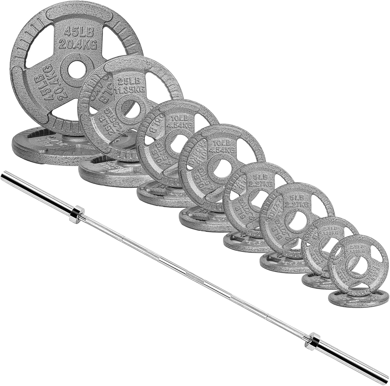 Fitvids Olympic Bar for Weightlifting and Barbell Weight Plates and Bar Set