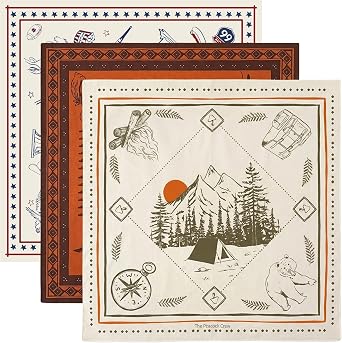 The Peacock Crew 4-Pack Designer Bandanas 22x22 Inch Cotton Handkerchiefs Variety Set for Men & Women
