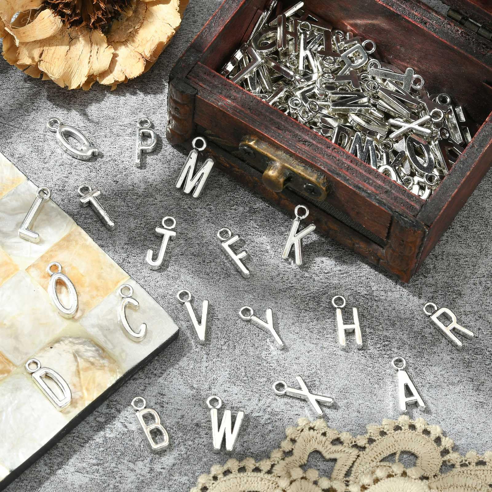 UR URLIFEHALL 130 Pcs Tibetan Silver Alphabet Letter Charms Capital Letter A-Z Charms for DIY Jewellery Making Crafts Gifts Decoration - Image 4