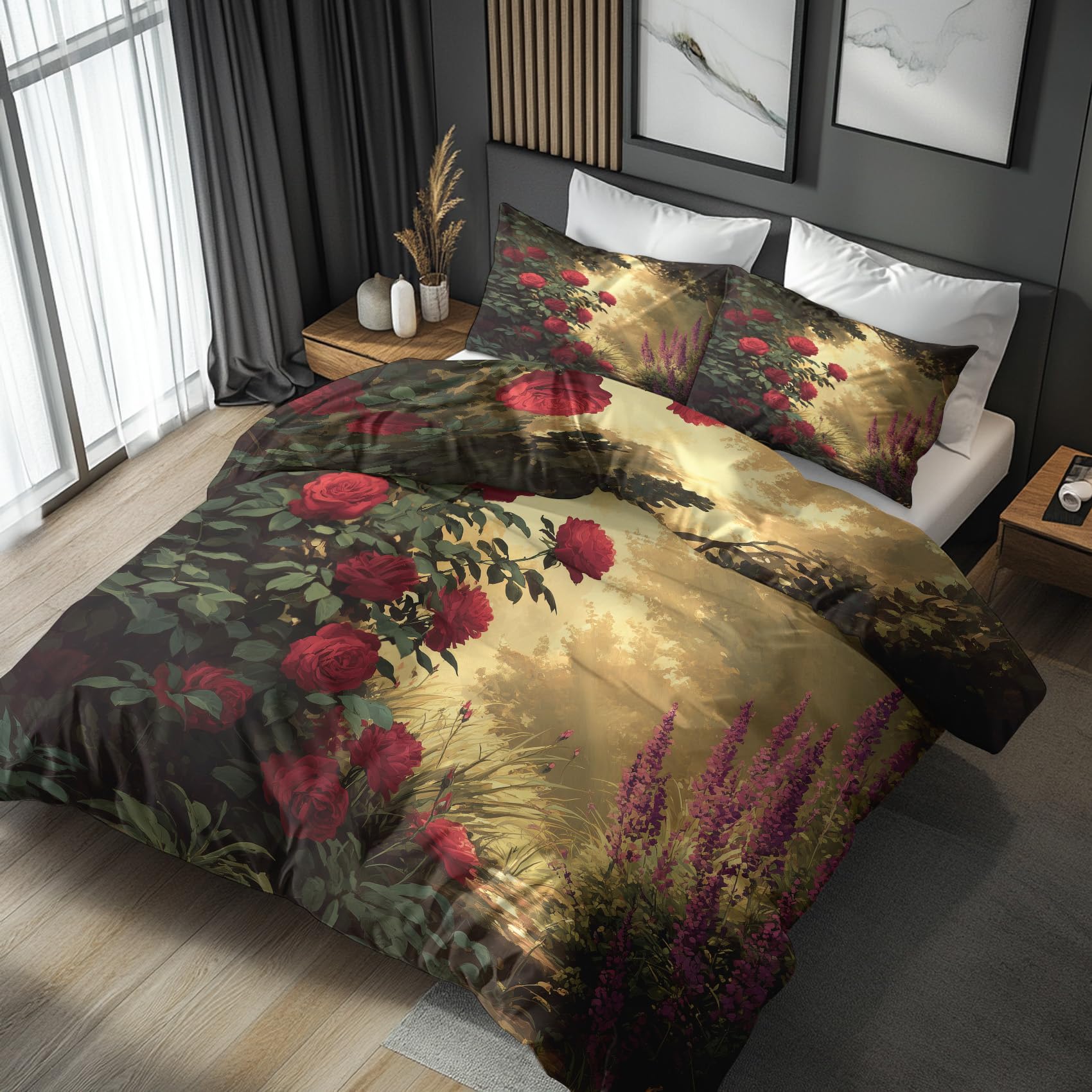 Housse de Couette Motif Fleurie Romantique Lavande pour une Chambre Parentale Cosy