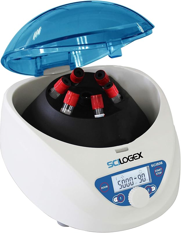 SCI-506 Low Speed Laboratory Centrifuge Machine – Holds 6 x 15mL 10mL 7mL 5mL Tubes with Adapter – 300-5000 RPM Benchtop Centrifuge for PRF PRP Processing