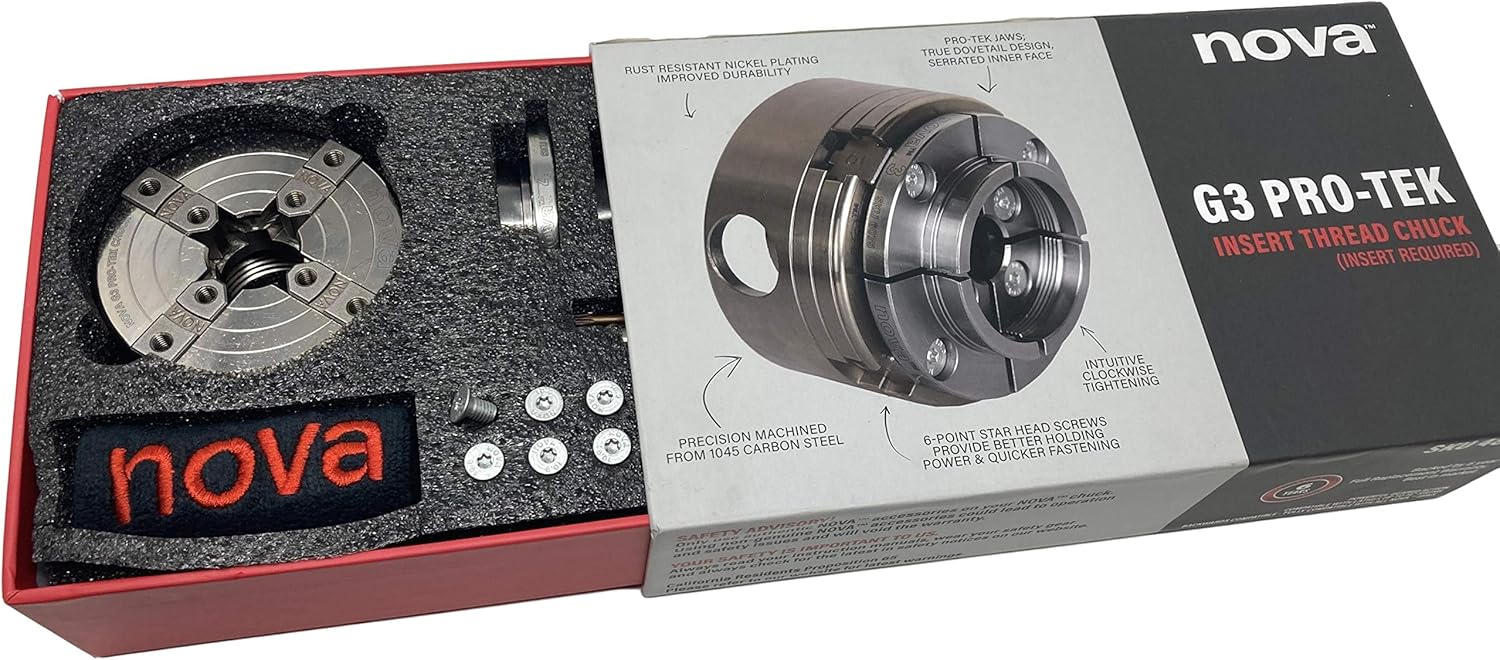 Crаzу Clеаrаnсе Nova 48290 Premier Pro-Tek G3 Chuck Kit with Pro-Tek 2 Jaw Set, Woodworm Screw, & accessories, bundled with Nova I9NS 3/4 x 16tpi Insert Buу 1 gеt 1 🔥 Nova 48290 Premier Pro-Tek G3 Chuck Kit with Pro-Tek 2 Jaw Set, Woodworm Screw, & accessories, bundled with Nova I9NS 3/4 x 16tpi Insert