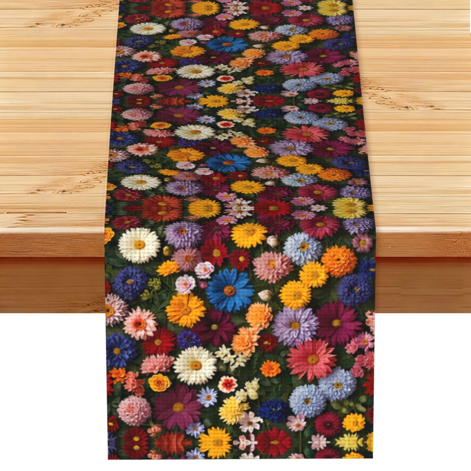 covered with flowers Linen Feel Table Runner Wedding Party Home Decoration