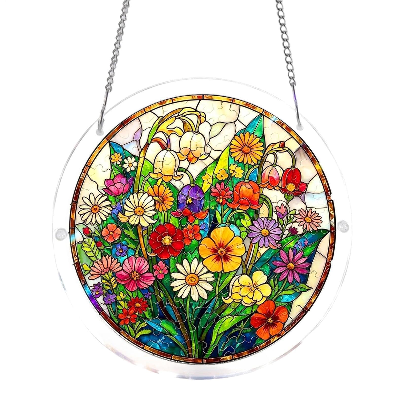 Muiltvoe Garden Suncatcher - Decorative Puzzle Wall Pendant,Acrylic Puzzle Suncatcher | for Spring Indoor Garden Backyard Tree Outdoor Home Mother Grandma