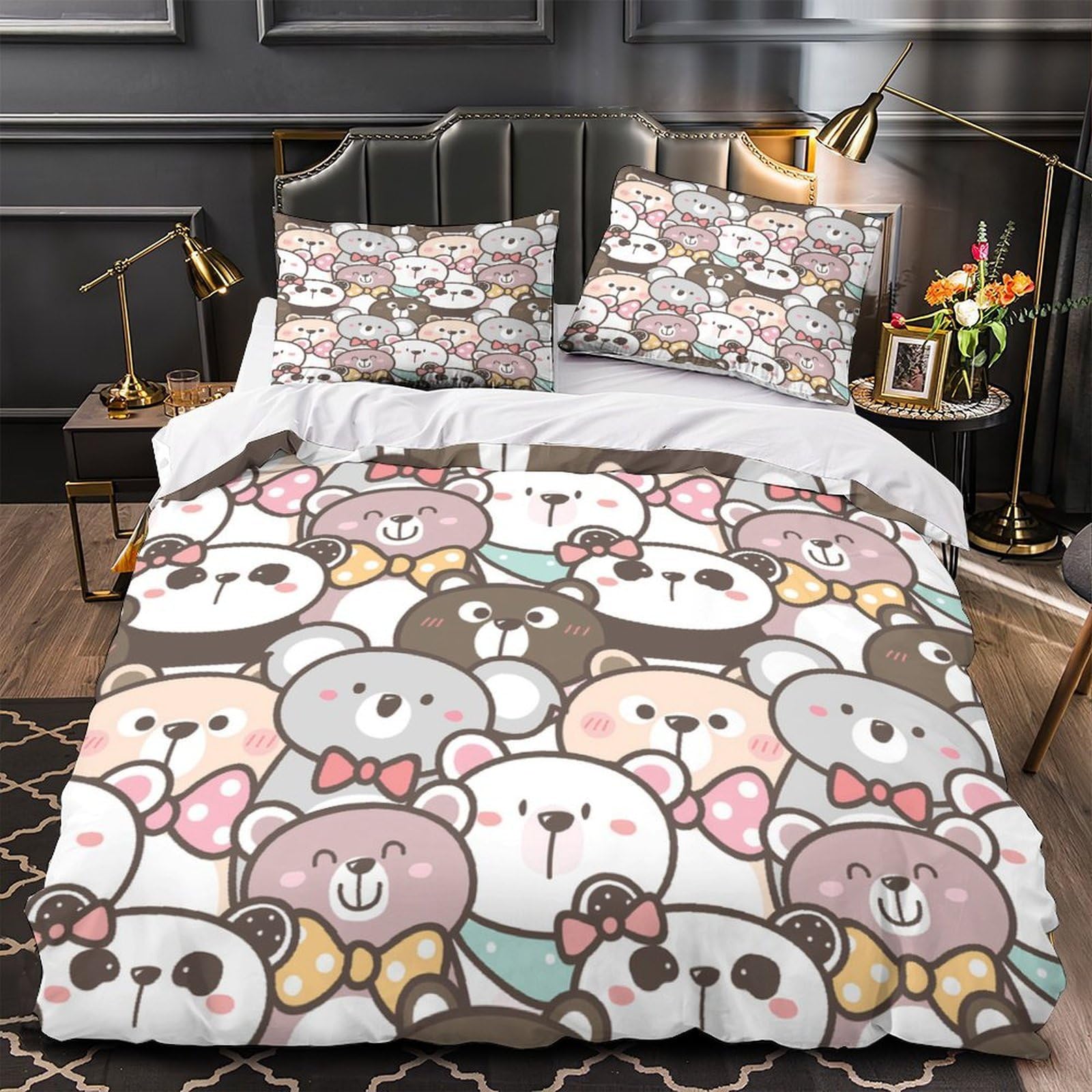 Housse de couette 3D effet microfibre résistante lit single
