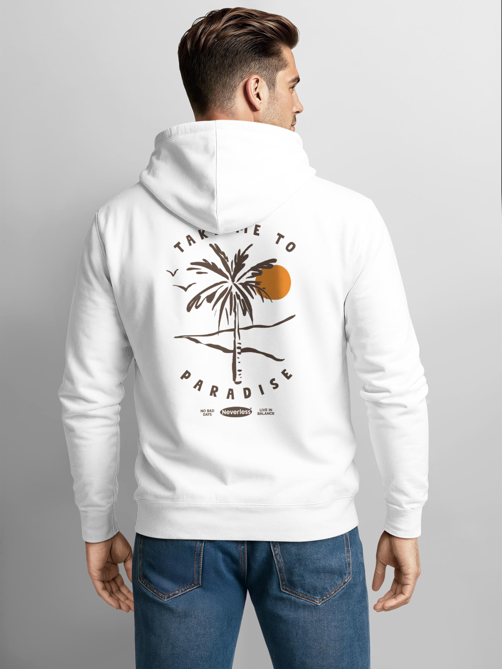 Neverless® Herren Sweatjacke Backprint Palme Graphic Design Zipjacke Zip-Hoodie Männer Fashion Streetstyle