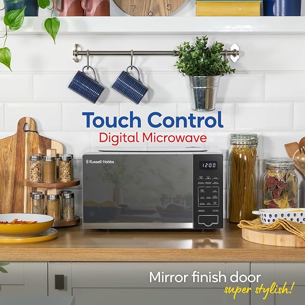 Russell Hobbs Touch Control Digital Solo Microwave 20L 800W in Silver with 10 Power Levels, 6 Auto Cook Menus, Defrost Control, Clock & Timer RHMT2005S - 3