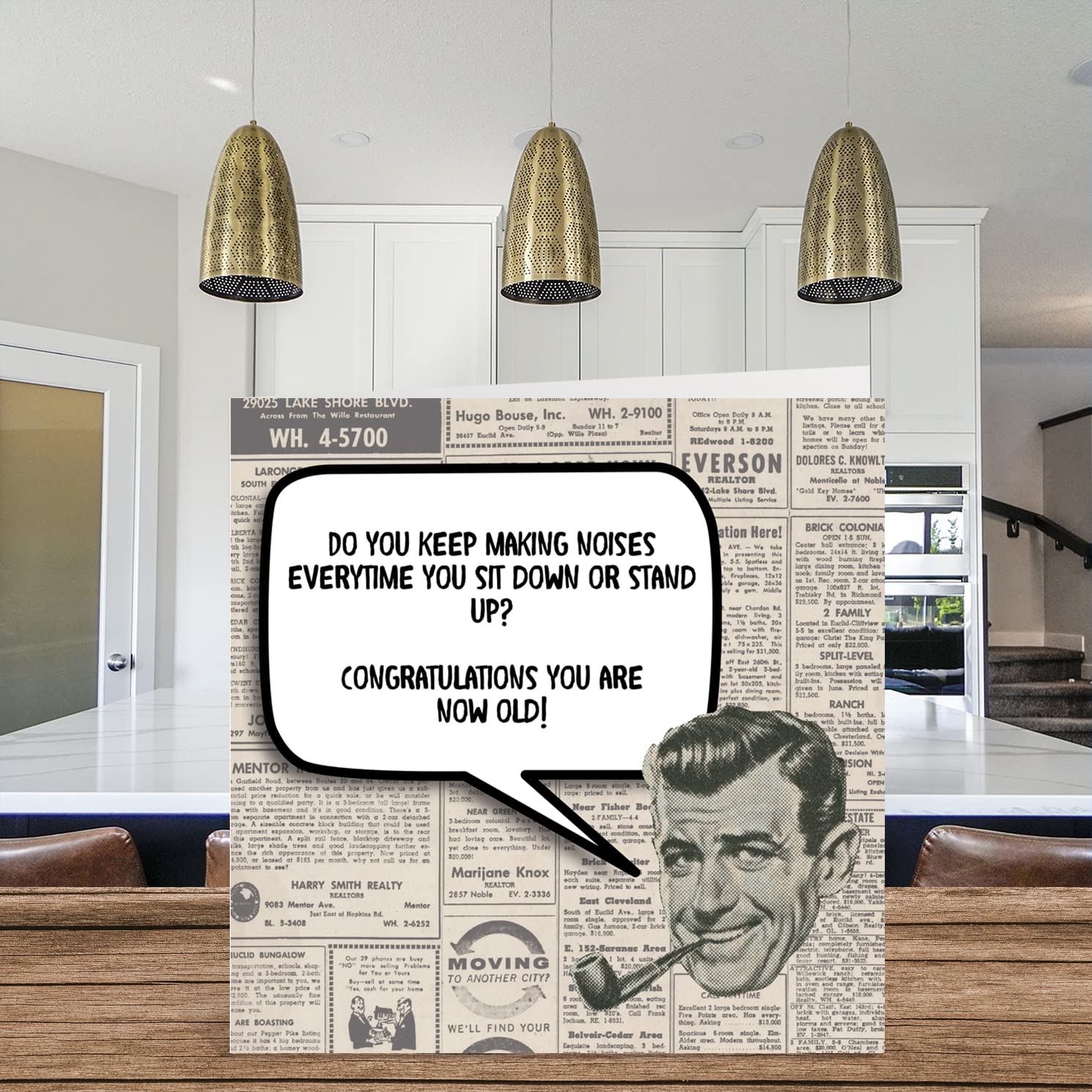 Funny Birthday Card - Old Person Noises Humor Card 5.7x5.7 Inch With Envelope