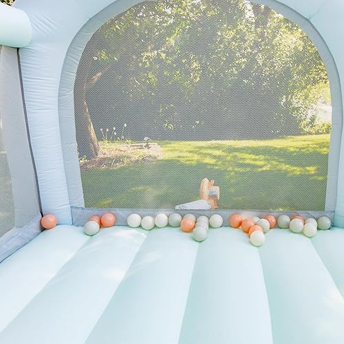 Miniatura 12 de Bounceland Daydreamer - Casa inflable de algodón de azúcar [sin soplador], gorila pastel con tobogán, 8.9 pies de largo x 7.2 pies de ancho x 6.7