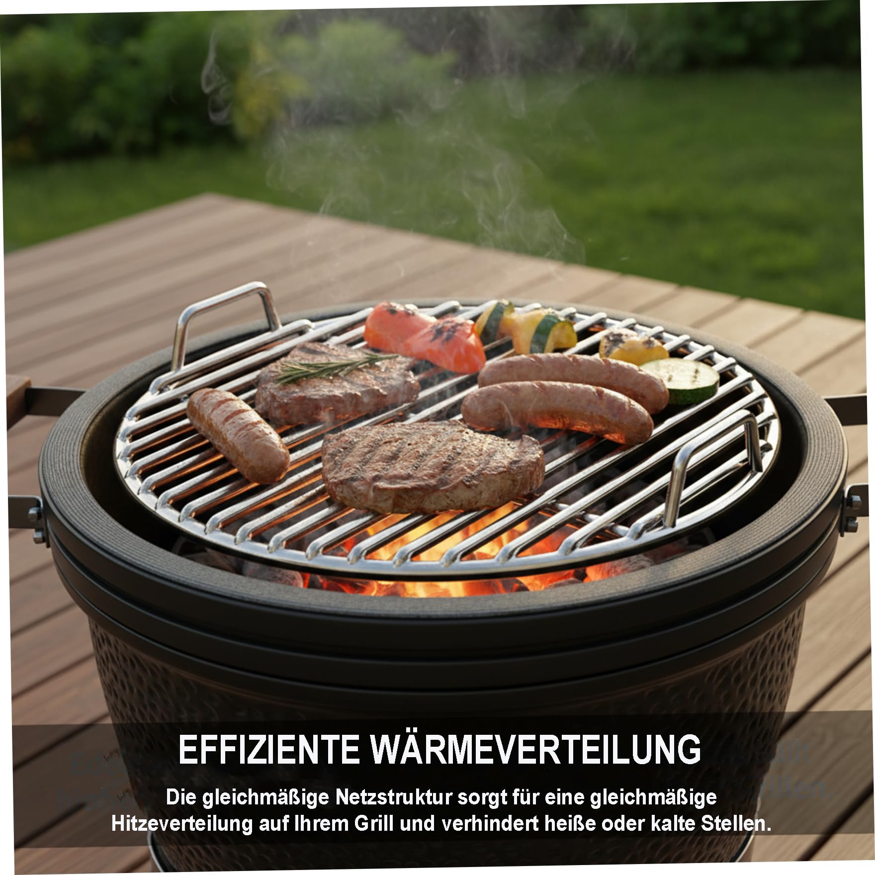 Grillrost Edelstahl Rund, Ø 28/30/33/35/38/40/43/45 cm, Für Kugelgrill, Holzkohlegrill & BBQ, Robuster BBQ Rost, Gleichmäßige Hitzeverteilung, Leicht zu Reinigen, Tragbares Grillzubehö. (40cm)