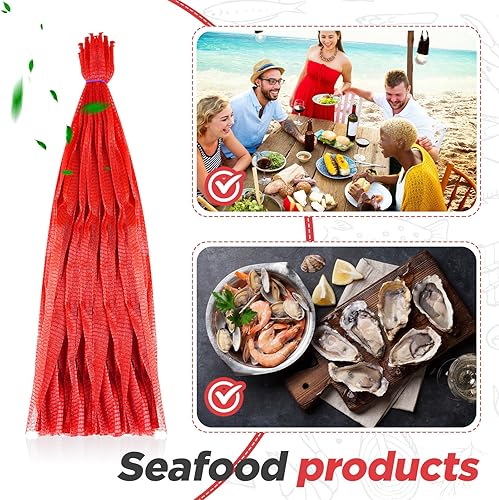 Miniatura 4 de 1000 mallas reutilizables de nailon a granel, se adapta a almacenamiento de huevos, verduras, mariscos, frutas, bolsas de comestibles (rojo, 20