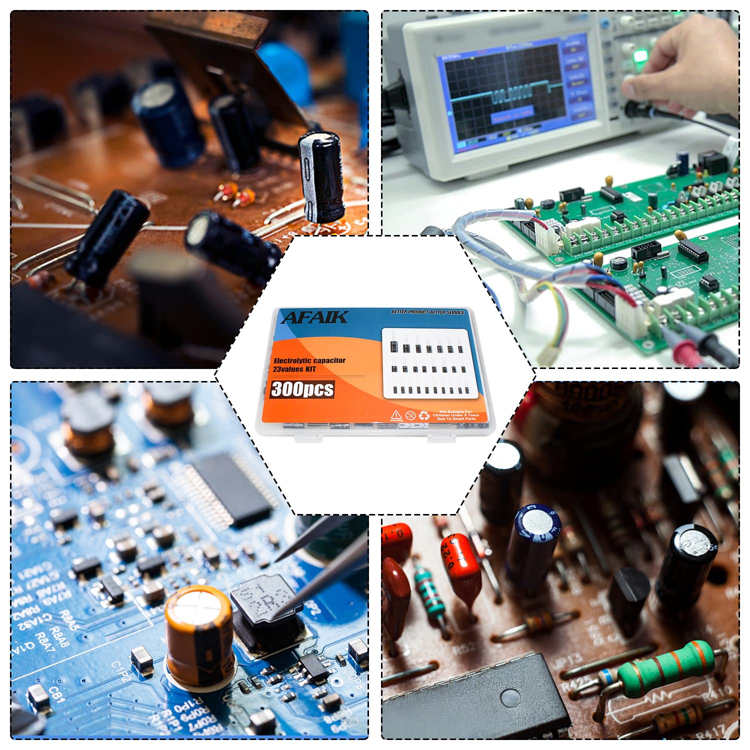 Condensatori Elettrolitici Kit 300pz 23 Valori 10uF-2200uF 10V-50V Alluminio