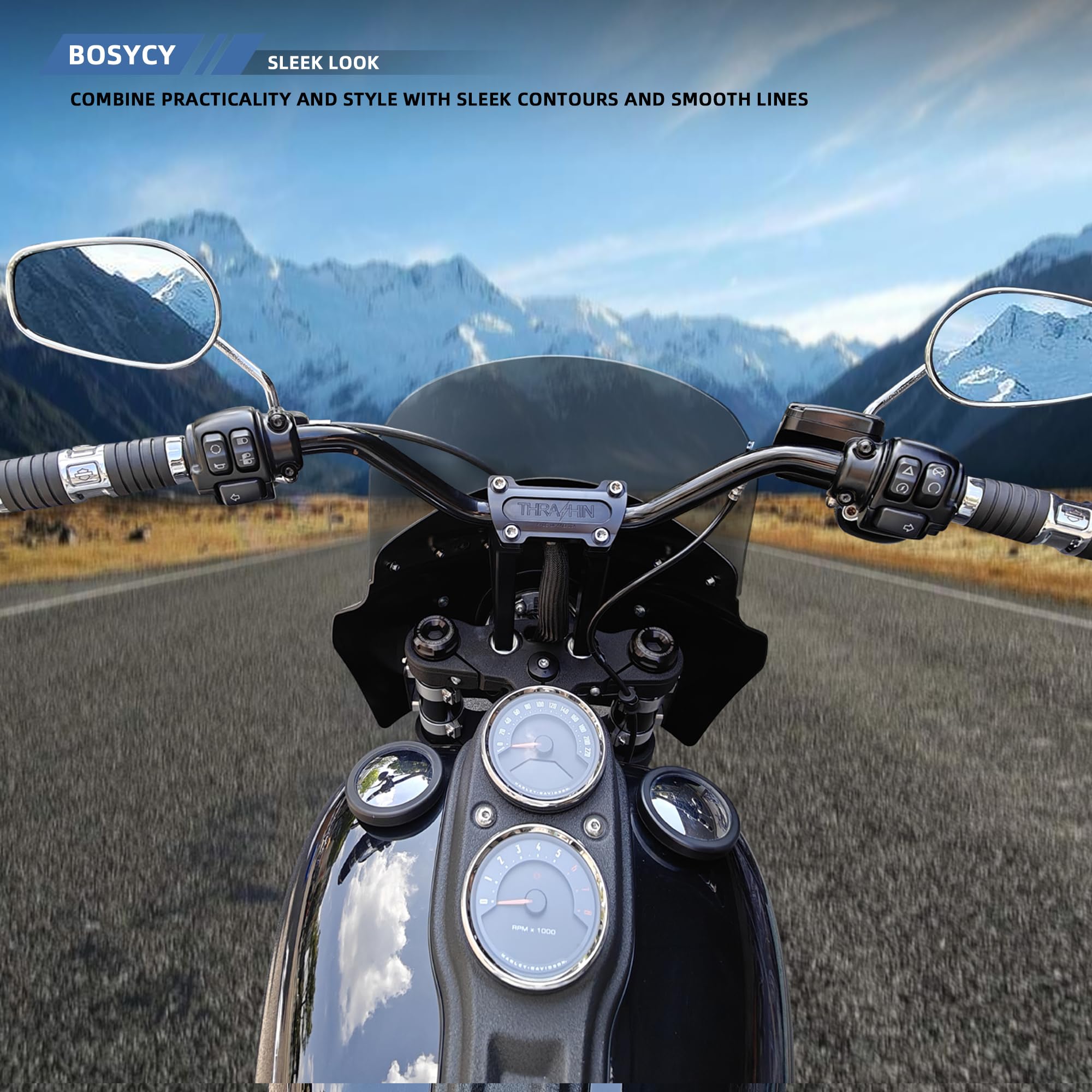 BOSYCY Motorcycle Fairing Windshield Kit, 5.75