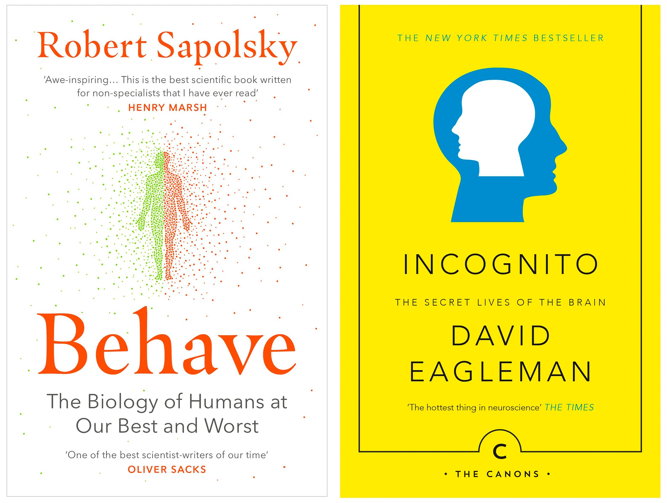 Behave: The bestselling exploration of why humans behave as they do & Incognito: The Secret Lives of The Brain (Canons)