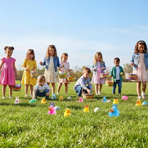 Miniatura 7 de 36 patos de goma de Pascua, accesorios para baby shower, mini patitos de conejo de 2.16 pulgadas, juguetes de baño para niños y niñas, divertidos