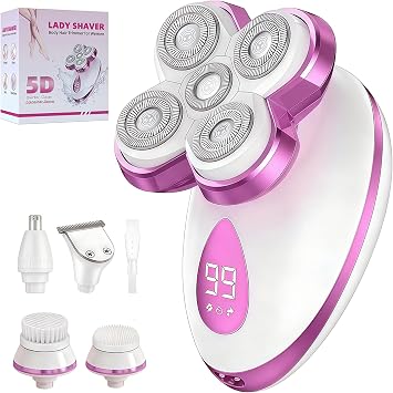 Electric Lady Shaver for Women, 5-in-1 Wet Dry Women Razor, Hair Remover