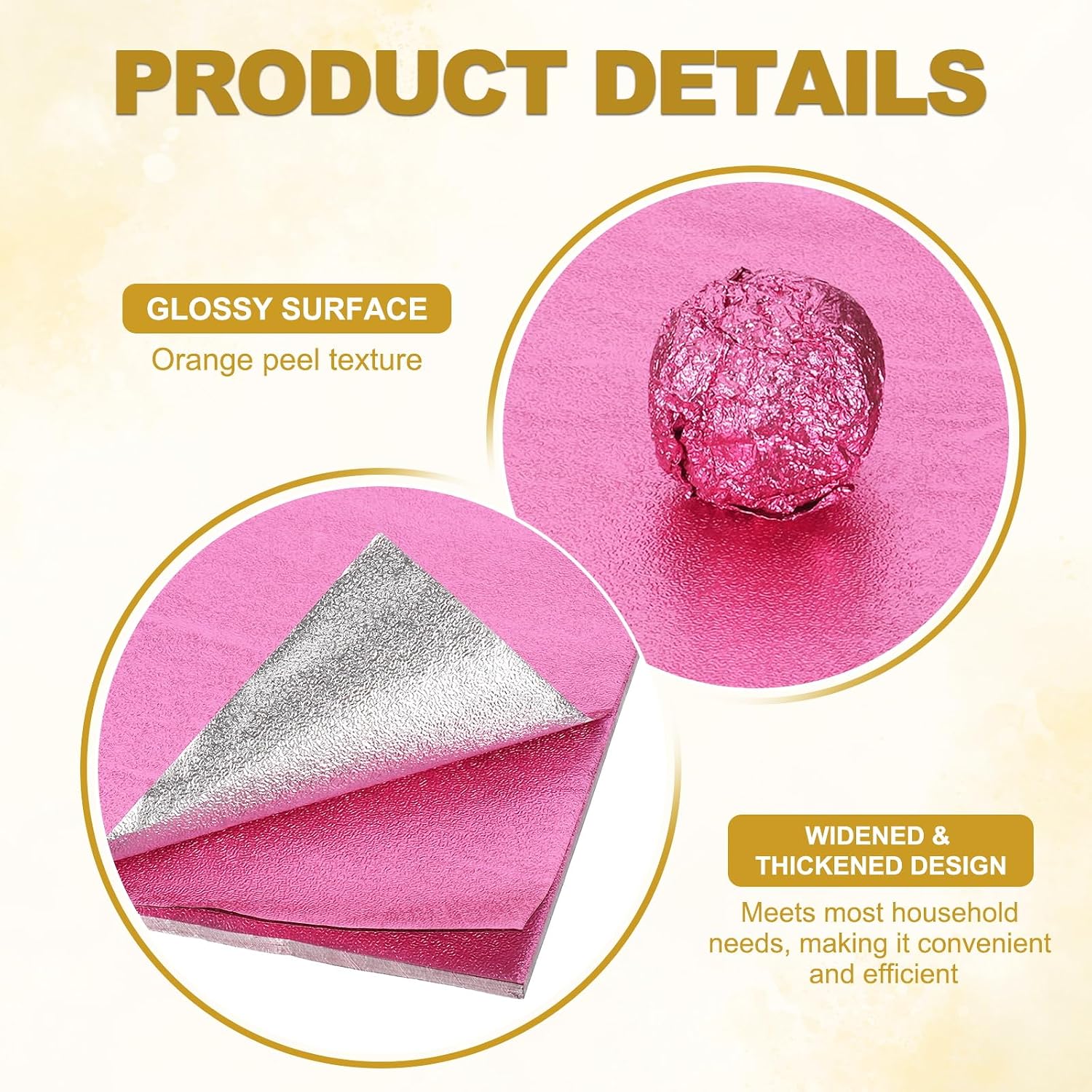 PATIKIL Foil Candy Wrappers 5x5 Inch, 100 Pcs Square Orange Pattern Aluminium Foil Candy Wrapping Paper for DIY Chocolate Candies Packaging Decoration, Pink