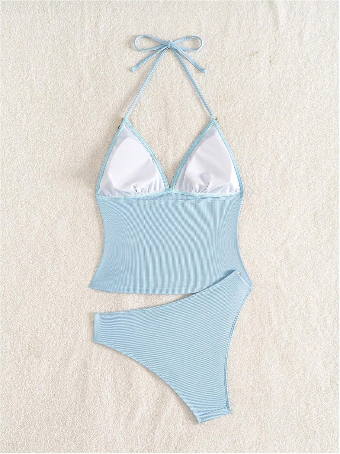 MakeMeChic Women's Tankini Swimsuits Y2K Cute Tankini Halter Triangle Tie Backless Beach Bathing Suits