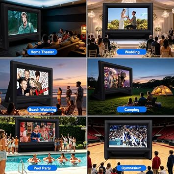 ‘Inflatable Movie Screen | 14ft/16ft/19ft Mega Projection Movie Screen | Portable Lightweight & Fully Equipped Blower Easy Set up | Great Outdoor Backyard Pool Fun (16 Feet