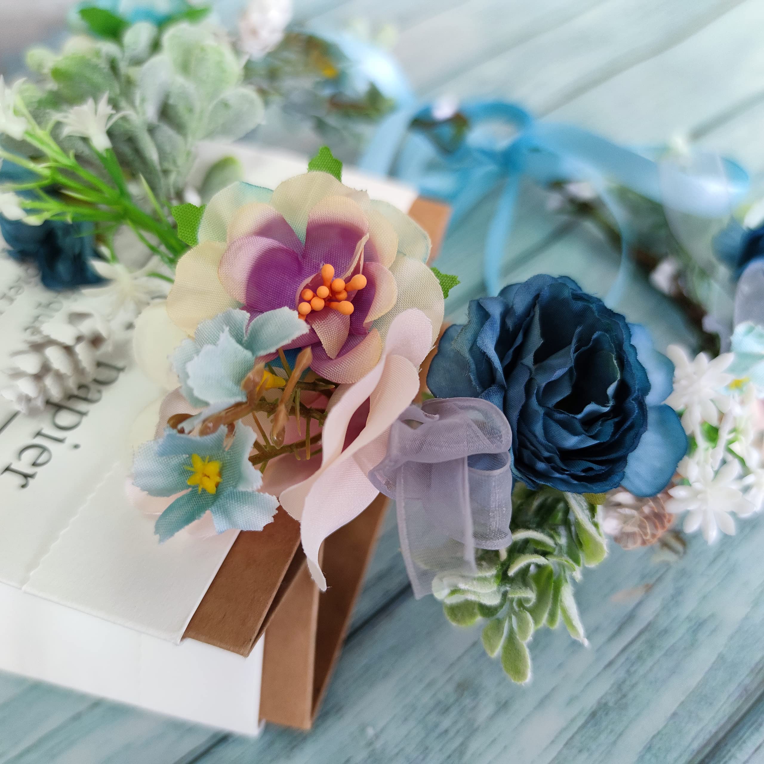 Sposa Fiore Ghirlanda Fascia, Ghirlanda copricapo, Capelli per Festa Nozze Donna con Regolabile, per Fotografia di Viaggi in Luna Miele, Cerimonia di Matrimonio Nuziale (Verde e Bianco