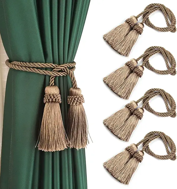 Fenghuangwu 4-Pack Handmade Curtain Ties with Tassel for Gardin Tofs