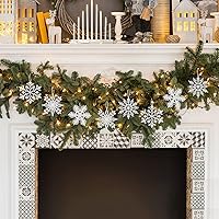 Vista 7 de MIAHART Paquete de 40 adornos de copos de nieve plateados de Navidad de 4 pulgadas, adornos de copos de nieve de plástico plateado con purpurina