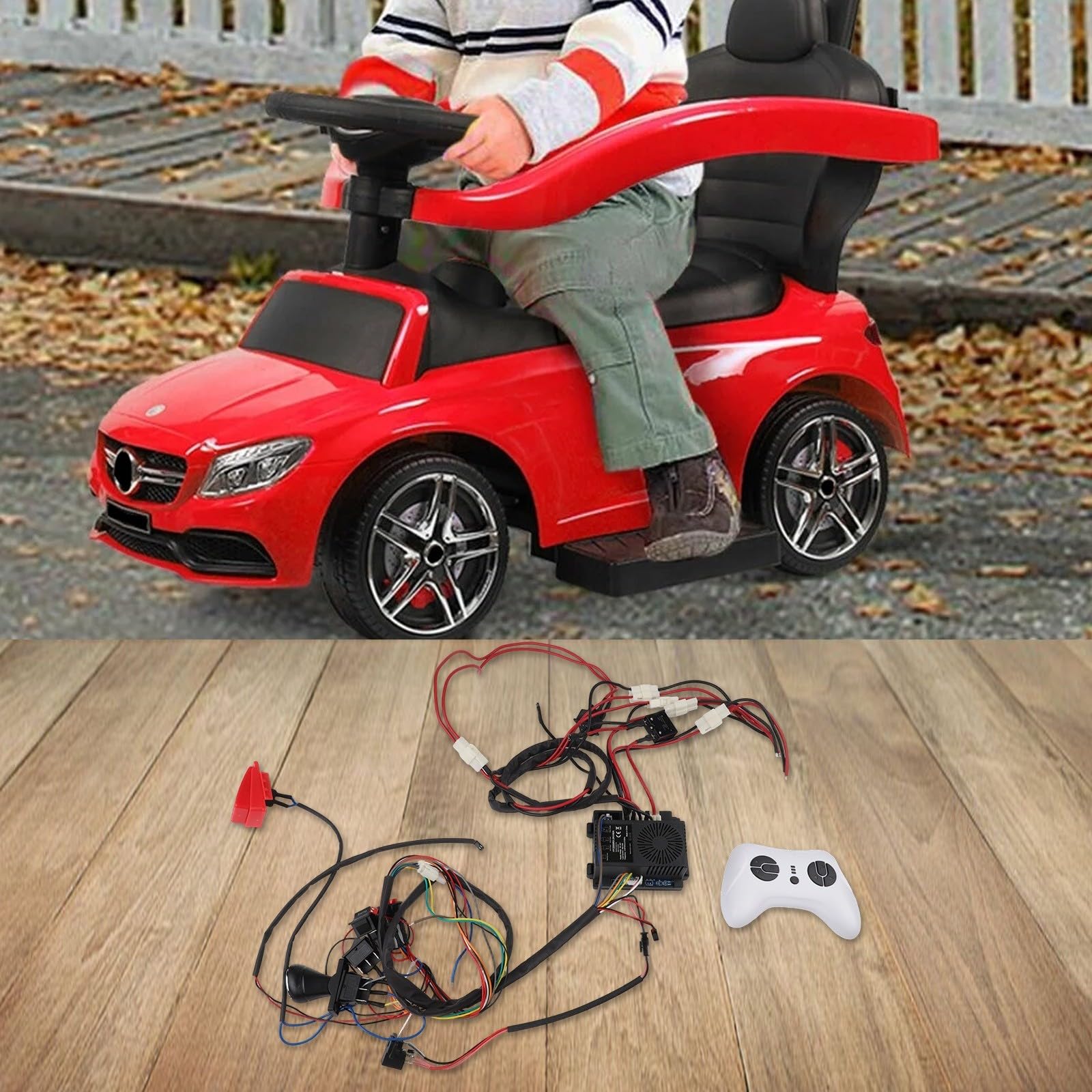 Kit di conversione cablaggio 24 V 40 A per auto elettriche per bambini, telecomando 2,4 G con interruttore alta/bassa velocità, arresto avanti e indietro, compatibile con alimentazione da 12 V-24 V