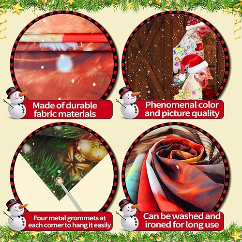 Miniatura 2 de Decoración de cubierta de puerta de Navidad, decoración de pancarta de cubierta de puerta delantera de Navidad de pollo, pancarta de tela divertida