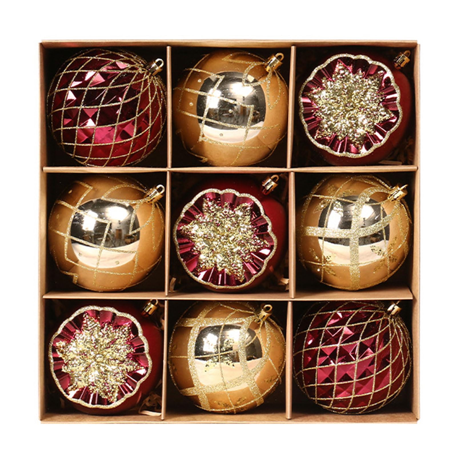 9 elegantes esferas de Navidad, decoración de árbol estable, decoración artística colgante para cosas aburridas de temporada