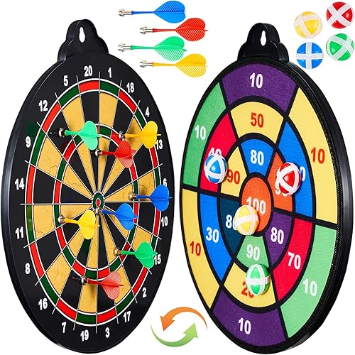 Miniatura 2 de Tabla de dardos magnética para niños y adultos. Juego de dardos 2 en 1 de doble cara de 16 pulgadas con 12 dardos magnéticos + 12 bolas adhesivas