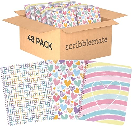 Miniatura 8 de ScribbleMate Cuadernos de espiral para niños, lindo cuaderno para niñas, cuaderno de 8 x 10.5 pulgadas de ancho, 100 hojas, 200 páginas, 2 bolsillos