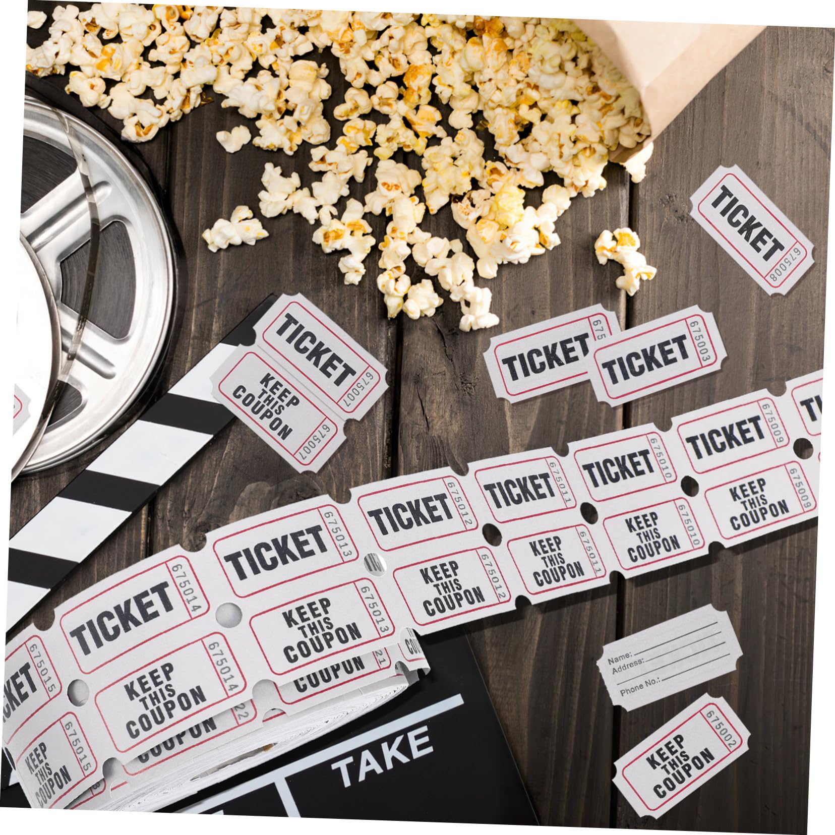 Uonlytech 4 Rollen Eintrag Tombola Coupon Sammelkarten Konzertticket Beschichtetes Papier Hellgrau