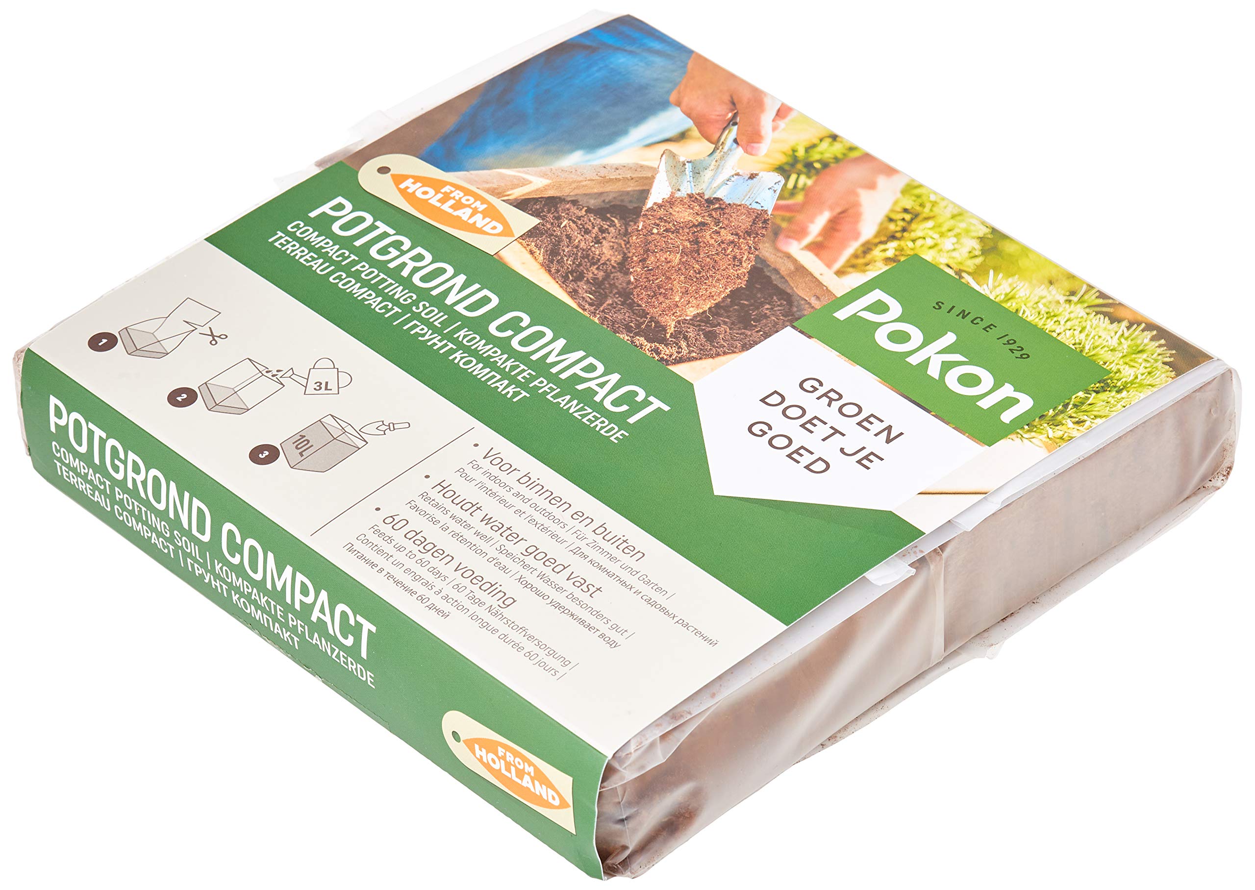 Pokon Tierra compacta de fibra de coco compacta para macetas de balcón y jardín, 2 meses prefertilizada, 10 l