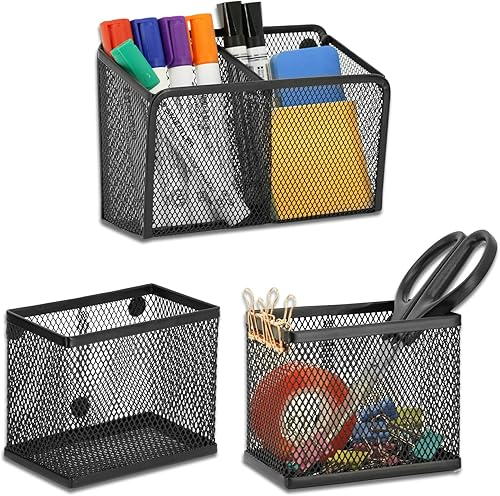 Neudeco Organizador de estante para casillero, soporte magnético para lápices, cesta de almacenamiento de metal para pizarra blanca, refrigerador, Neudeco Organizador de estante para casillero, soporte magnético para lápices, cesta de almacenamiento de metal para pizarra blanca, refrigerador,