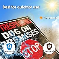 Vista 4 de GicnKeuz Letrero de No Trespasar Perro en las Instalaciones, 12"×8" Letreros de Cuidado con el Perro para Valla, No Entre Letrero de Aluminio