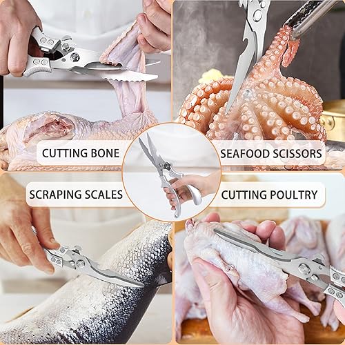 Miniatura 6 de Tijeras de cocina tijeras de cocina resistentes tijeras de aves de corral para alimentos pescado pollo huesos de pollo mariscos verduras alimentos