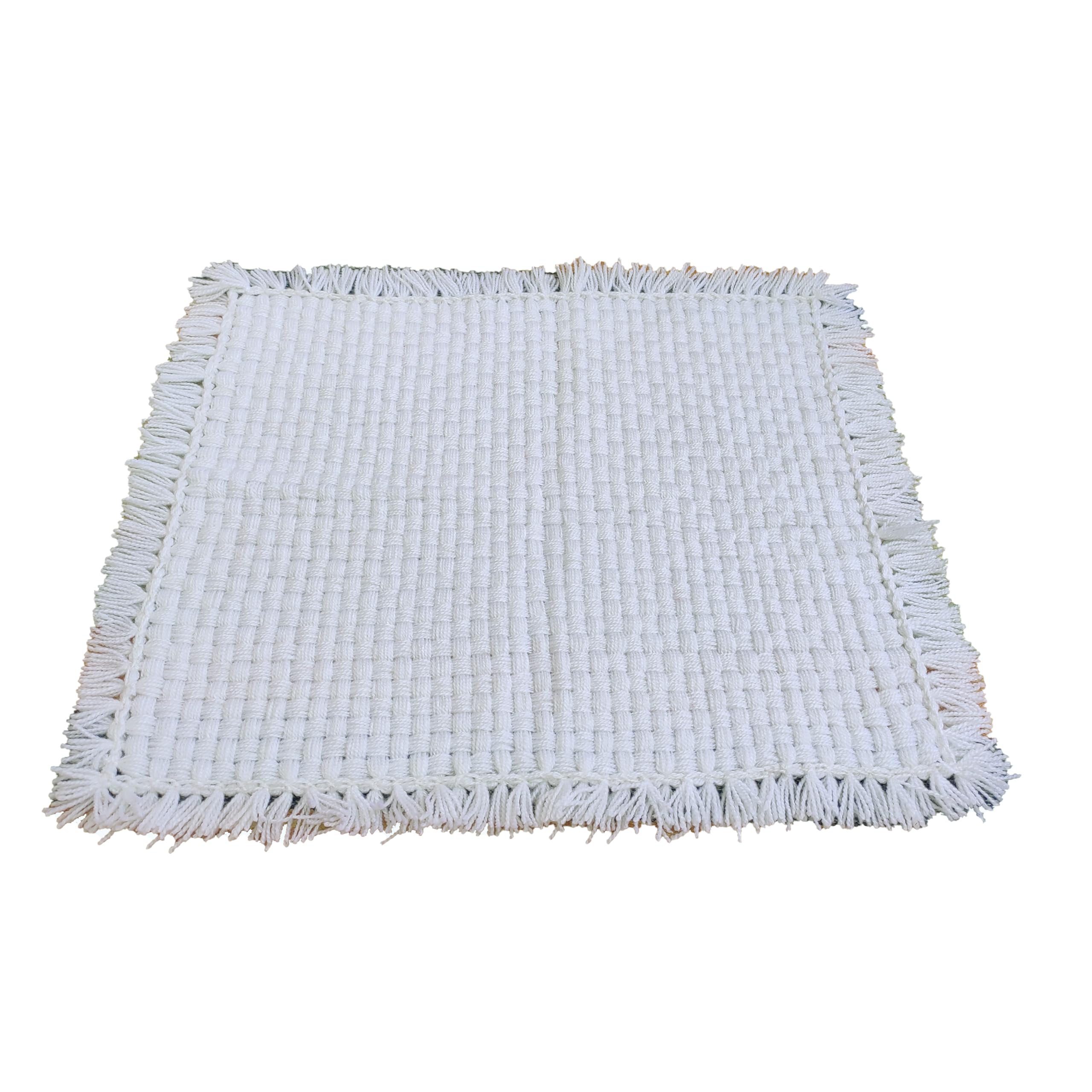 Microfiber Woollen Pooja Aasan, Soft, Comfy, Attractive Handmade Meditation Prayer Mat White (32 x 28 Inch)-picture-15