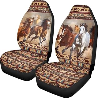 Dreaweet Aztec Seat Covers for SUV Trucks Native American Indian Ethnic Tribal Horse Pattern Car Seat Protector Front Seats Only,Southwestern Car Accessories for Women Men