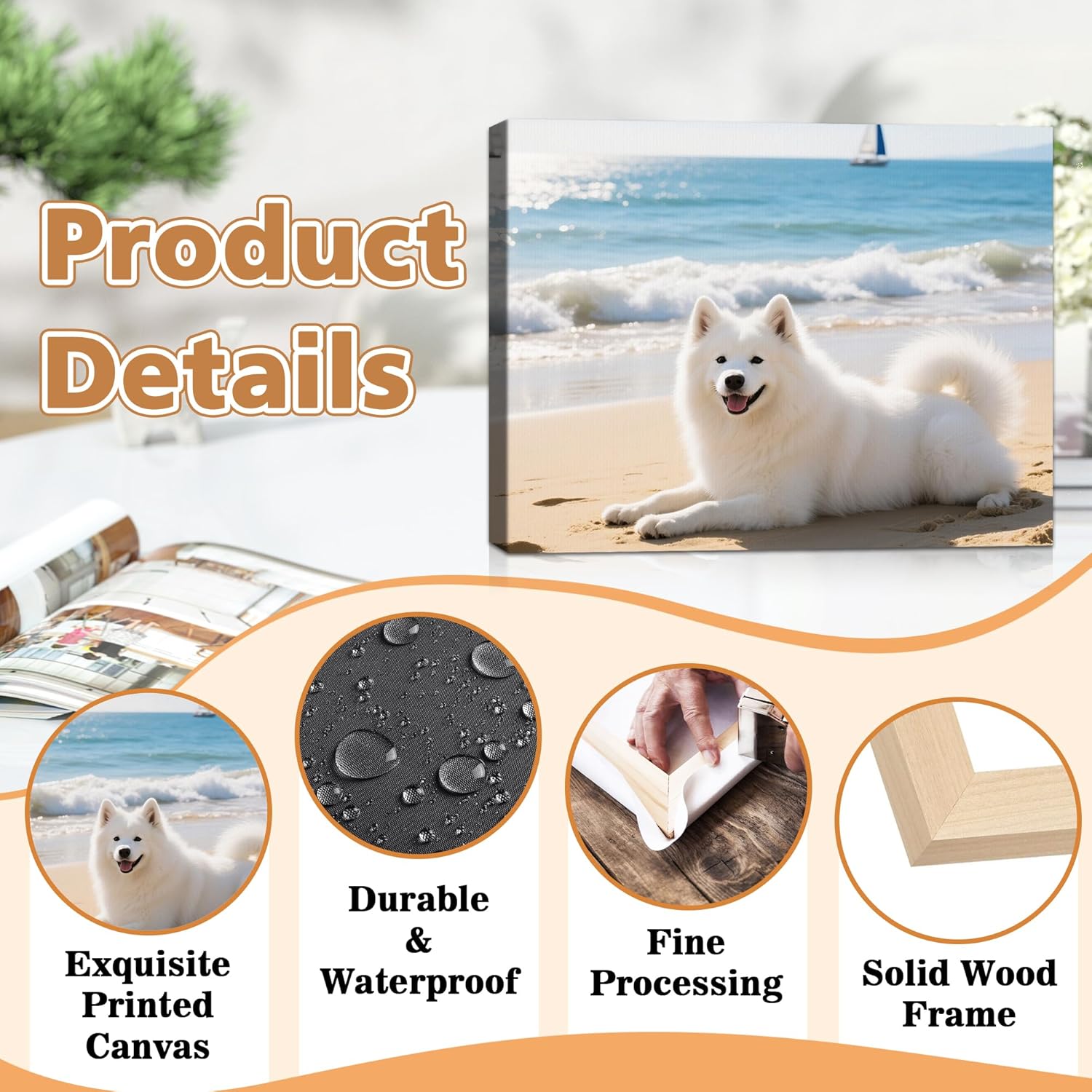 Custom Canvas Prints With Your Photos, Personalized Picture Canvas Prints Wall Art Frame, Customized Photo Poster Gifts For Family Pet Wedding Women Men Couple BFF Home Decor Keepsakes Ideas 24x20