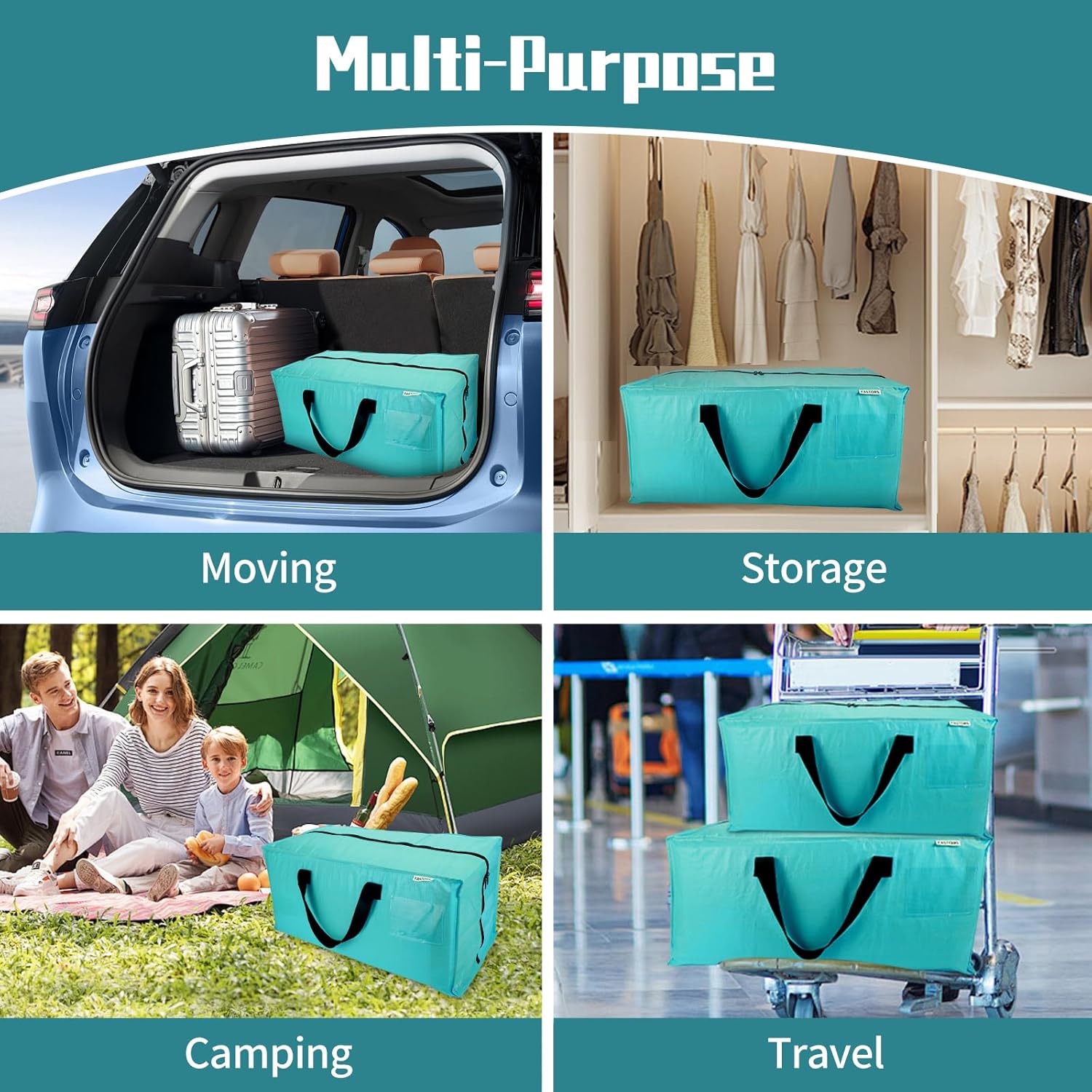 6-Pack Moving Bags,Heavy Duty Large Storage Bags with Zippers & Backpack Straps,Space Saver Bags are Packing Supplies for Moving & Travel,Alternative to Moving Boxes(BLUE) - Image 7