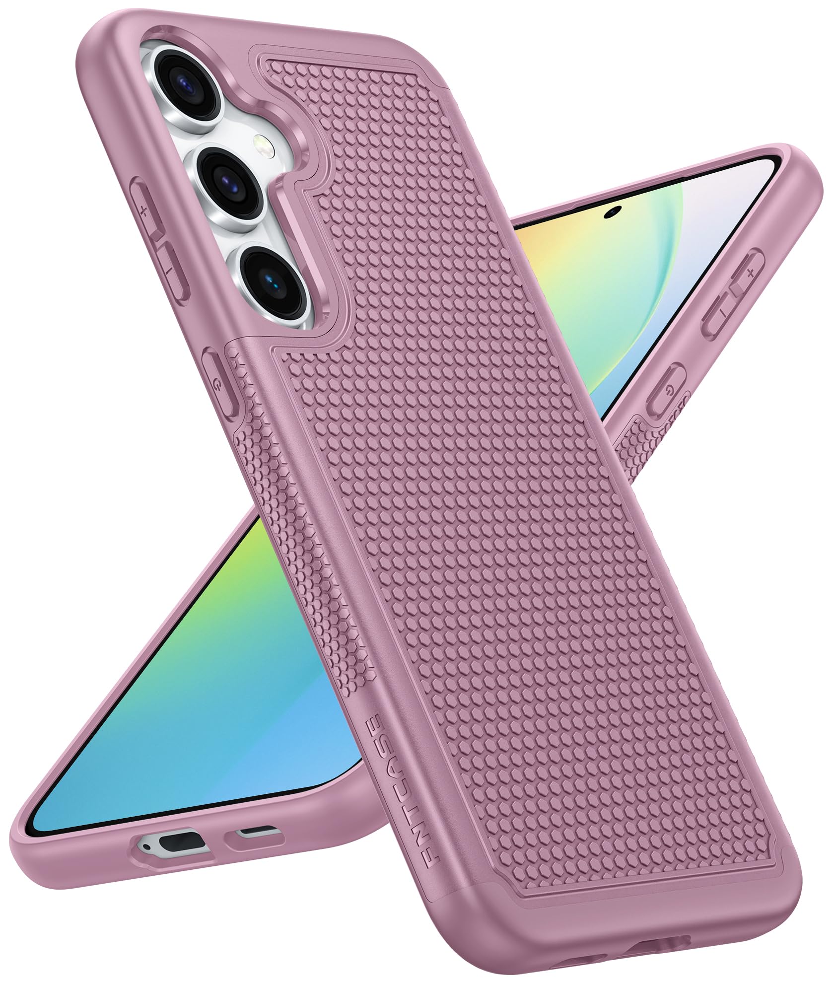 FNTCASE for Samsung Galaxy S24 Case: Dual Layer Heavy Duty Cell Phone Protective Cover Shockproof Rugged with Non-Slip Textured - Military Drop Protection Bumper Tough - 2024, 6.2inch Pink