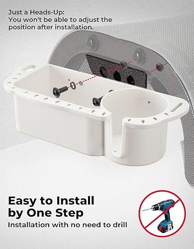Miniatura 4 de KEMIMOTO Portavasos de asiento de barco para Marine B100 B200, organizador de plástico ABS para barco con drenaje y agujeros de instalación