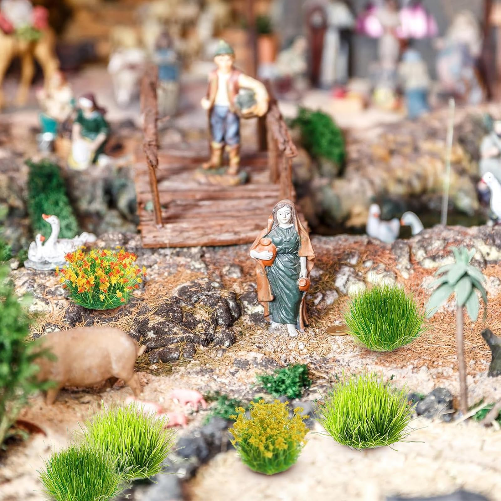 208 Touffes D'herbe Miniature Pour Modélisme – Résine Verte 5x5 Mm – Décoration Paysage, Train, Maquette, Diorama – Facile à Coller