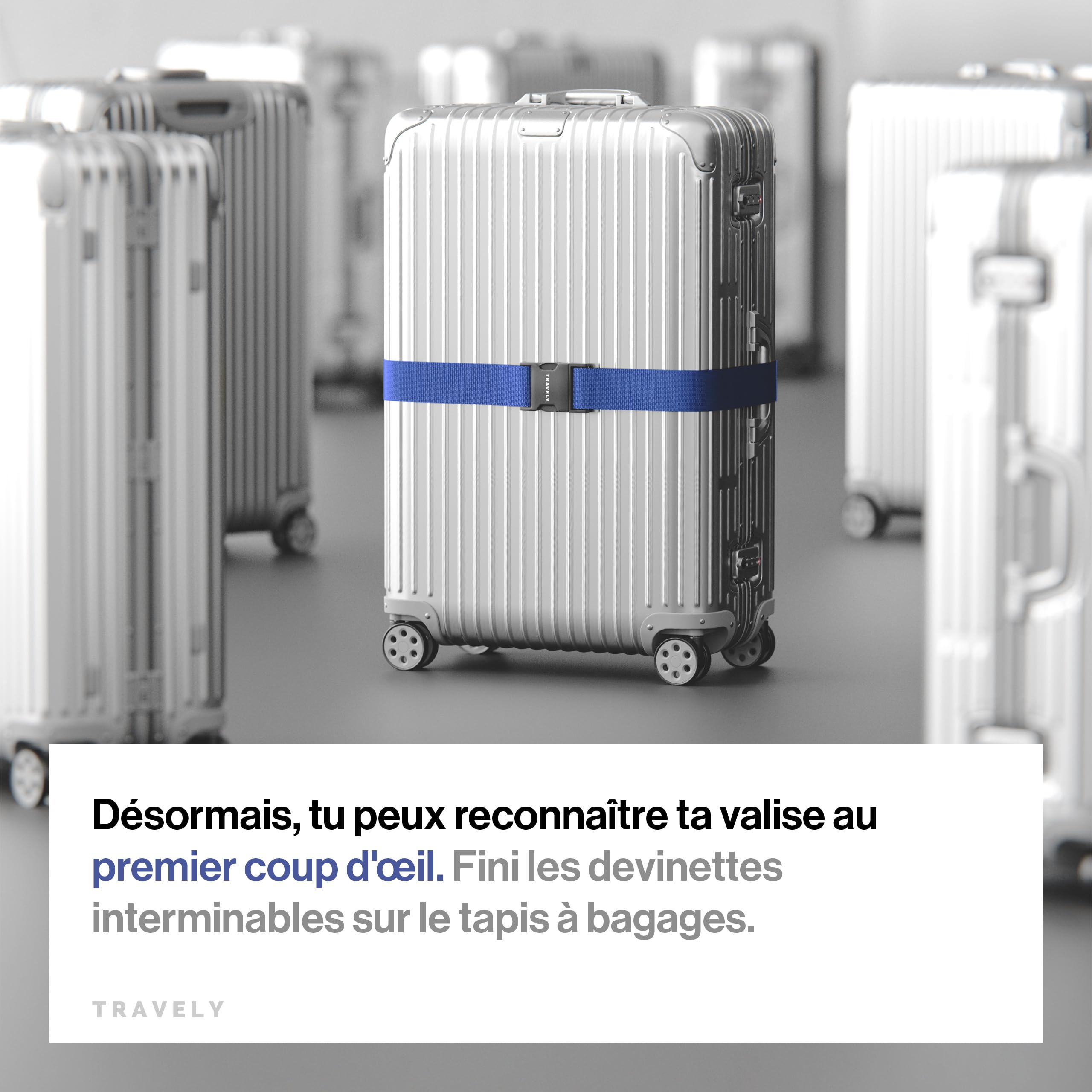 2 Sangles De Valise Travely - Réglables Avec Étiquettes - Anti-Déchirure - Multicolore