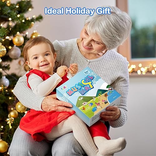 Miniatura 6 de Foki - Alfombrilla de piano para niños pequeños con 61 sonidos de música de animales, juguete educativo sensorial y musical para bailar, teclado