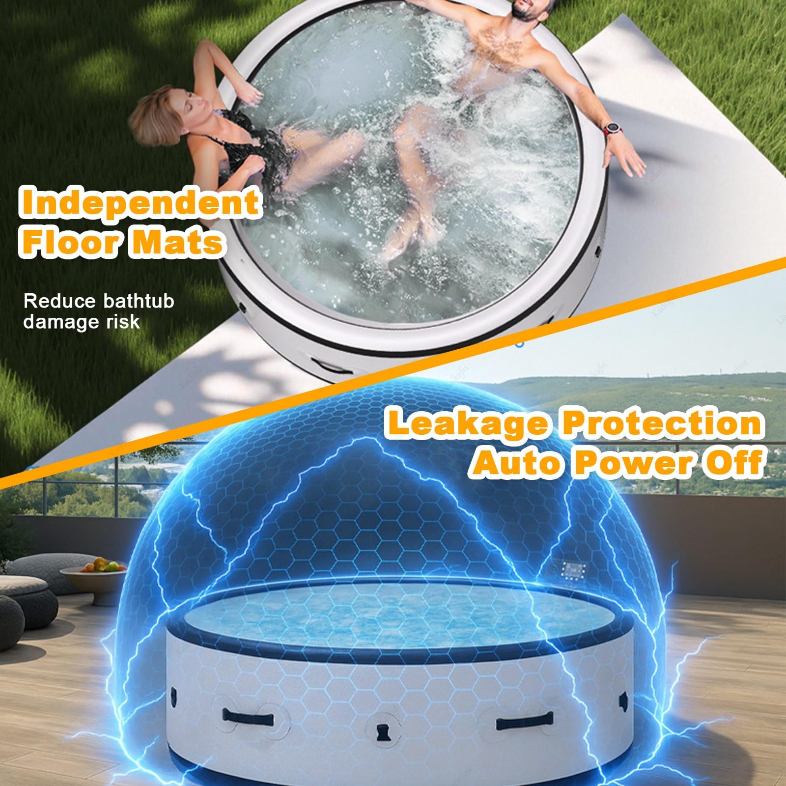 Vasca idromassaggio gonfiabile con copertura termica, gonfiaggio con un clic per massaggio lenitivo e relax in giardino