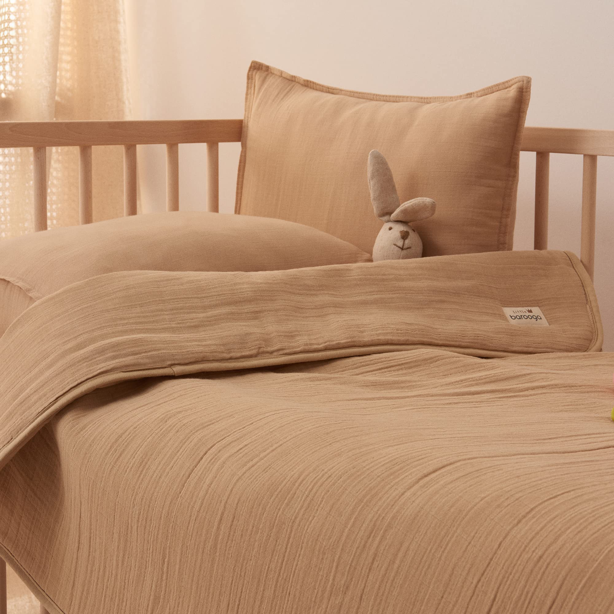 Trapunta in mussola per bambini, 91,4 x 114,3 cm, super morbida, coperta per culla per asilo, 100% mussola di cotone a doppio strato e imbottitura in fibra termica, traspirante, resistente per neonati