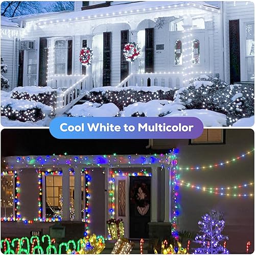 Miniatura 6 de Luces de Navidad para exteriores, 206 pies, 600 luces LED que cambian de color, impermeable, 11 modos, temporizador, para patio trasero, jardín,