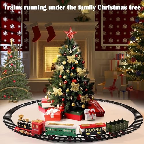 Miniatura 9 de Doloowee Juguete de tren de Navidad con luces y sonidos, vagones de tren y pistas para niños pequeños de 3 a 5 años, recuerdos de fiesta