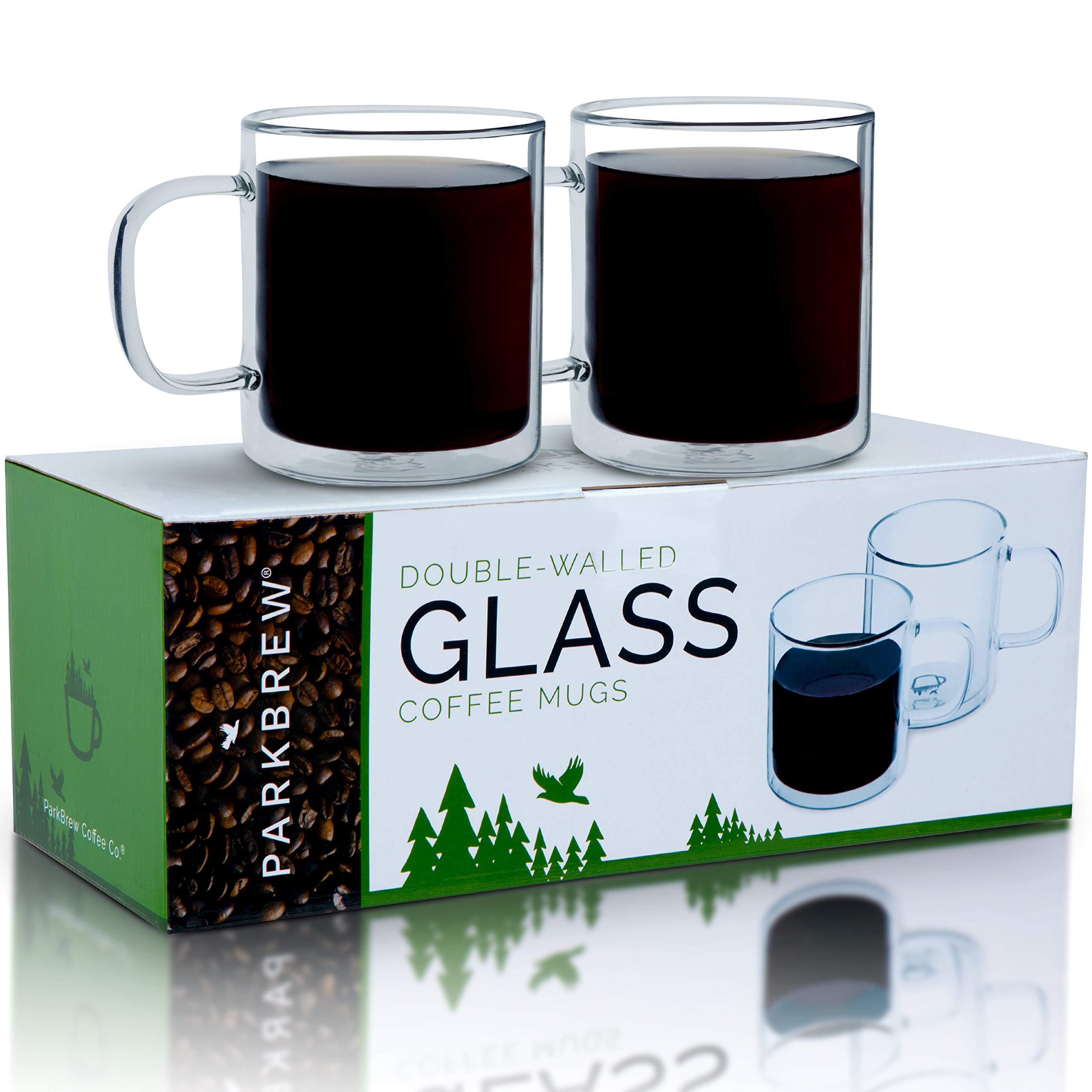 Amazon.com | ParkBrew Double Walled Glass Mugs - Includes set of 2 coffee  cups, 14. oz. Capacity with Double Wall Glass to Retain Heat in These Large  Borosilicate Glass Coffee Mugs: Cups,